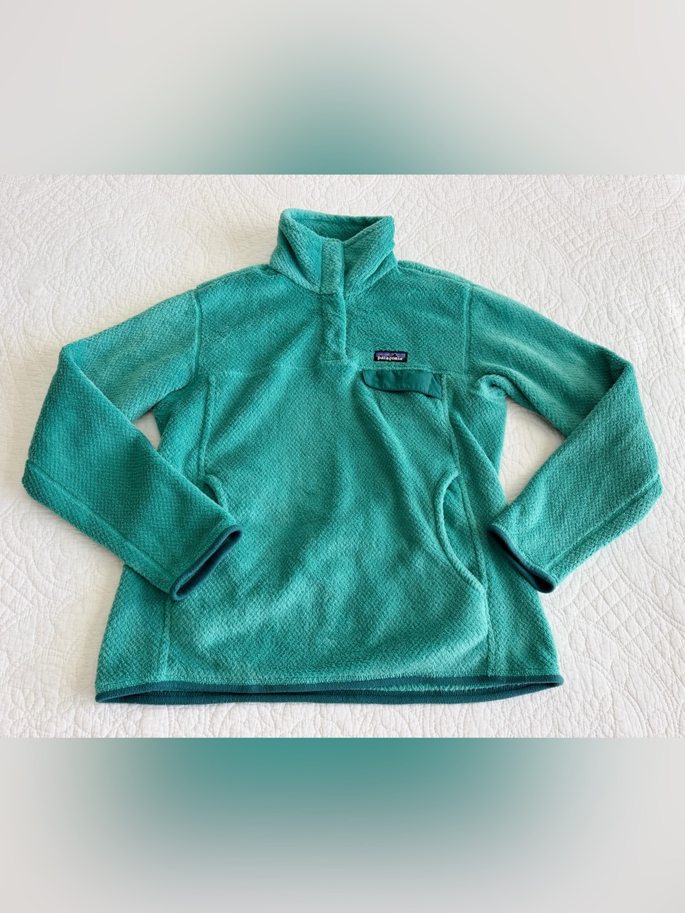Patagonia Re-Tool Snap-T Women's M Pullover Jacket Pockets Beautiful Teal Green